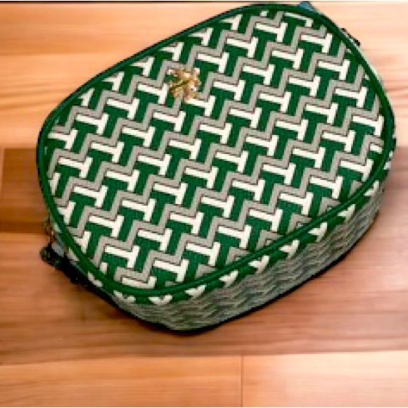 TORY BURCH TILE TZAG COSMETIC POUCH BAG ALLOVER CLUTCH PURSE - Picture 4 of 5